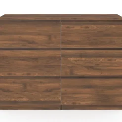 Commode en bois effet noyer avec 6 tiroirs 110 cm