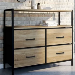 Commode industrielle 4 tiroirs en tissu