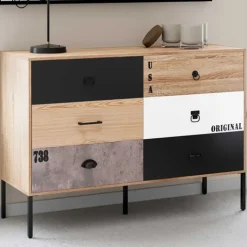 Commode industrielle 6 tiroirs dépareillés