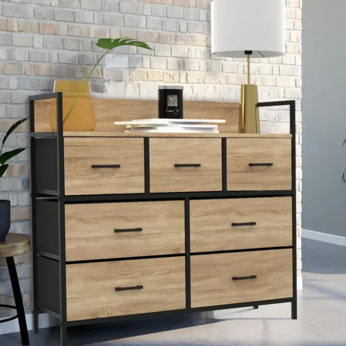 Commode industrielle avec 7 tiroirs en tissu