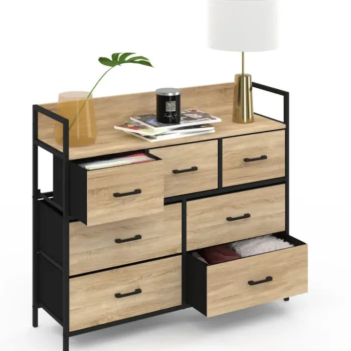 Commode industrielle avec 7 tiroirs en tissu
