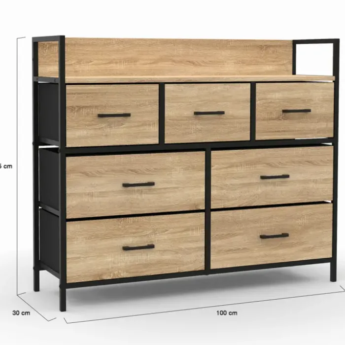 Commode industrielle avec 7 tiroirs en tissu