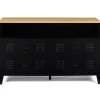 Commode industrielle portes en métal noir avec 4 tiroirs