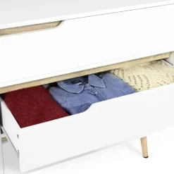 Commode scandinave blanche et bois 3 tiroirs