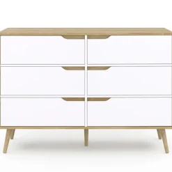 Commode scandinave bois et blanc 115cm