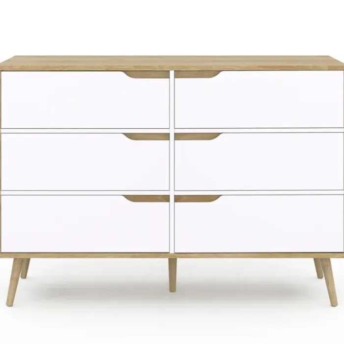 Commode scandinave bois et blanc 115cm