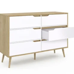 Commode scandinave bois et blanc 115cm