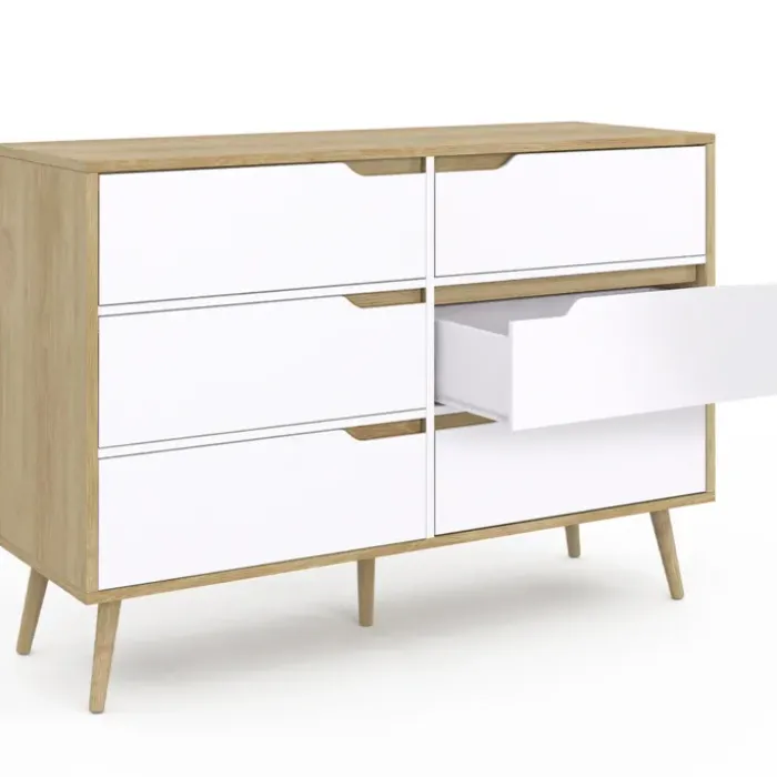 Commode scandinave bois et blanc 115cm