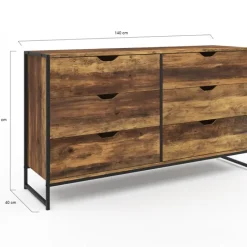 Commode XXL design industriel avec 6 tiroirs