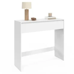 Console bois blanc 1 tiroir design moderne