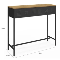 Console bois et métal 1 tiroir design industriel