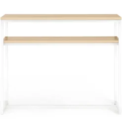 Console bois et métal blanc double plateau 100 cm