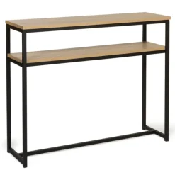 Console bois et métal double plateau 100 cm