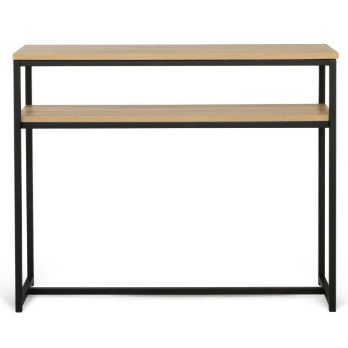 Console bois et métal double plateau 100 cm