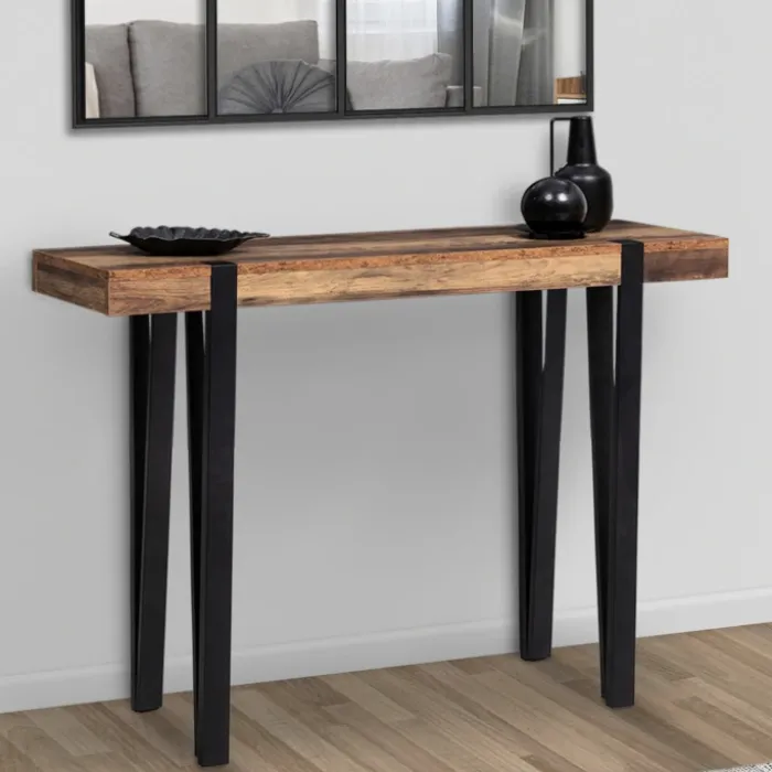 Console bois foncé pied épingle