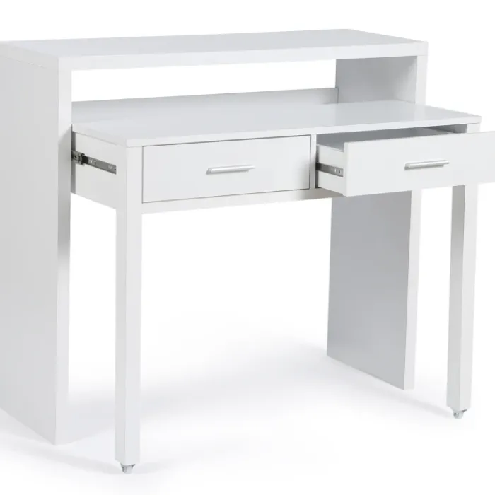 Console bureau extensible blanc