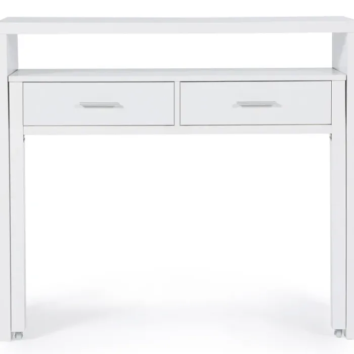 Console bureau extensible blanc