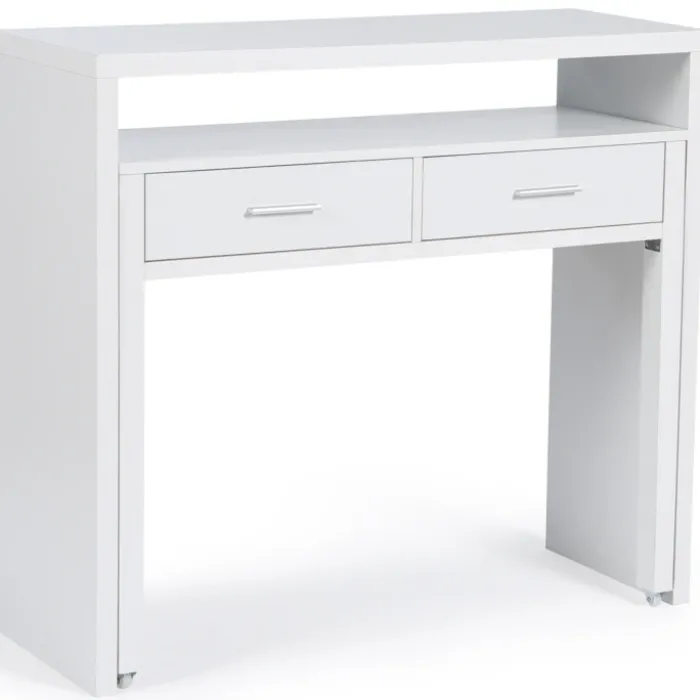 Console bureau extensible blanc