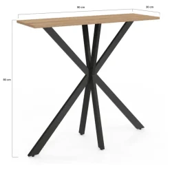 Console en bois avec pied araignée métalique noir