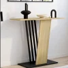 Console plateau bois et pied croisé noir