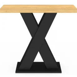 Console plateau bois et pied X noir