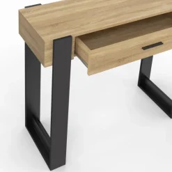 Console style moderne bois et noir 90 cm avec tiroir