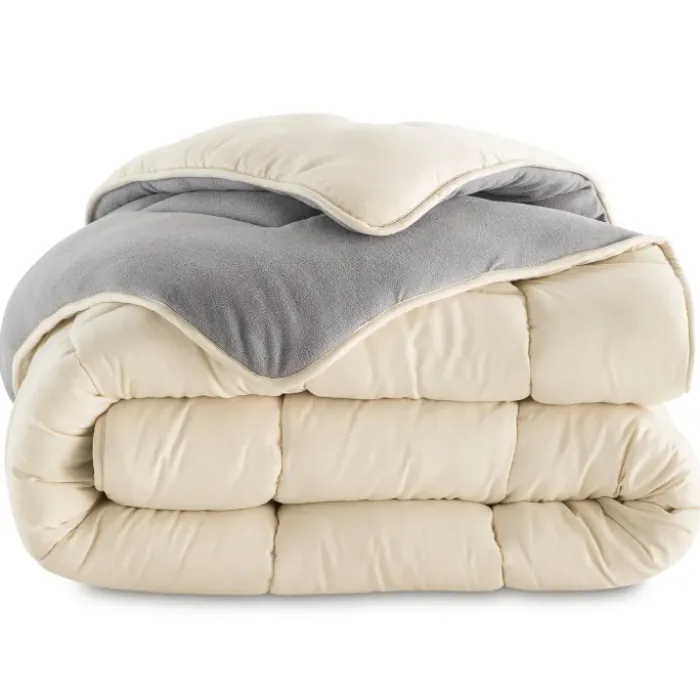 Couette bicolore 220x240 gris et crème