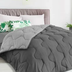 Couette bicolore 140x200 gris foncé et gris clair
