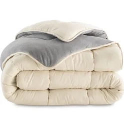 Couette polaire biface 140x200 gris et crème