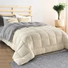 Couette polaire biface 200x200 cm gris et crème 400 gr