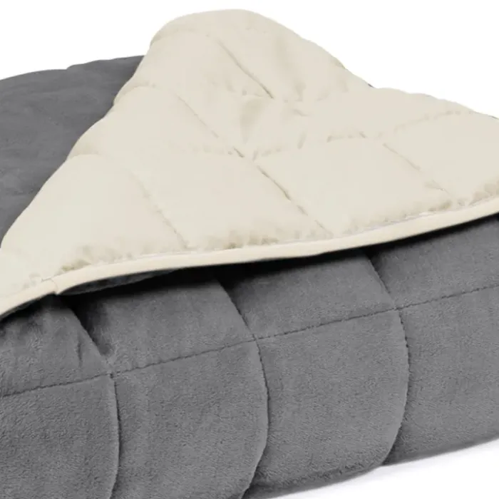 Couverture lestée 7kg 150x200 cm gris et crème