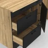 Cuisine complète bois et noir avec casserolier et plan de travail 9 éléments