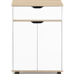 Desserte de cuisine bois blanc avec 1 grand placard + 1 tiroir