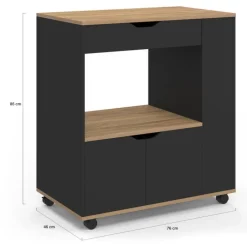 Desserte micro-onde placard tiroir épices noir