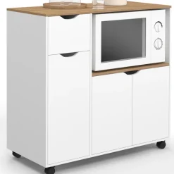 Desserte micro-onde xxl bois blanc
