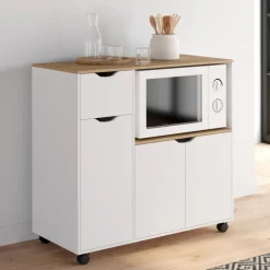 Desserte micro-onde xxl bois blanc