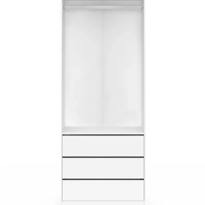 Dressing 80 x 55 x 200 cm 1 module avec penderie + 3 tiroirs blanc