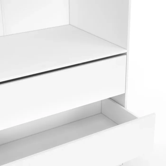 Dressing 80 x 55 x 200 cm 1 module avec penderie + 3 tiroirs blanc