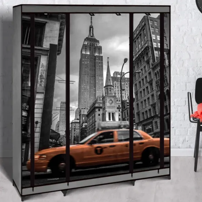 Dressing armoire en tissu imprimé New York