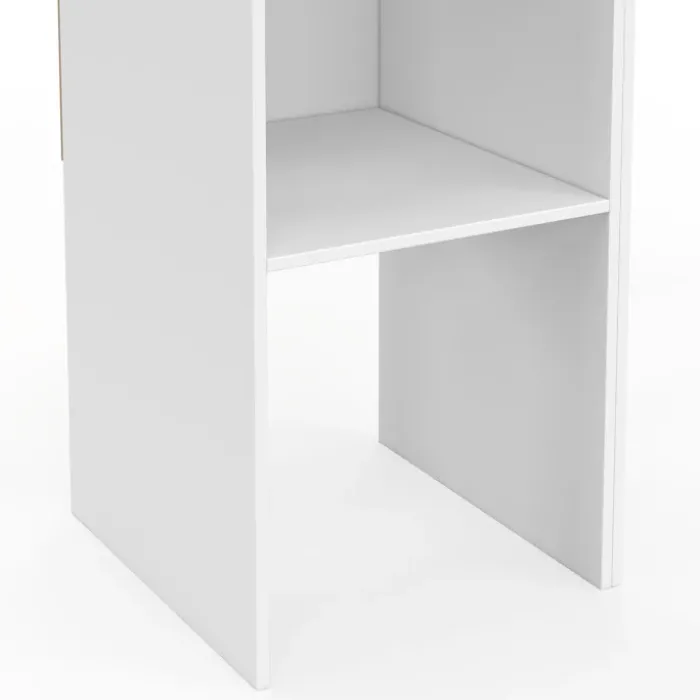 Dressing d'angle modulable L. 90 / 127 cm double penderie + étagères blanc