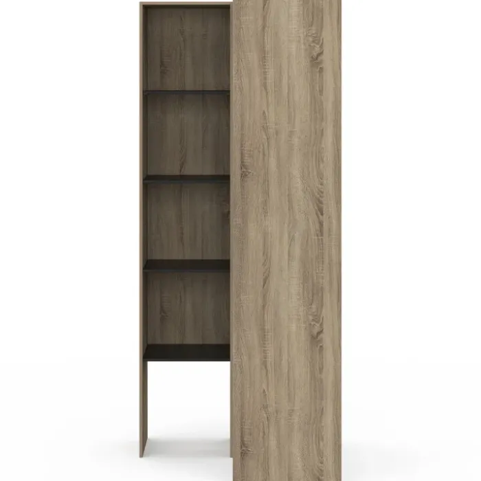 Dressing d’angle modulable de L. 90/127 cm avec double penderie et étagères
