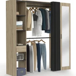 Dressing extensible avec double penderie et rideau noir