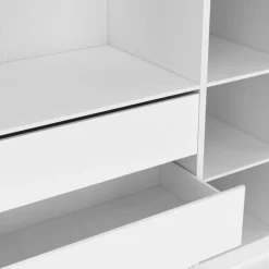 Dressing modulable blanc avec 2 penderies, 10 étagères et 3 tiroirs