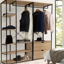 Dressing modulable industriel double penderie 2 tiroirs