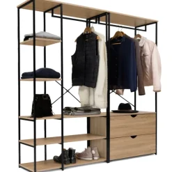 Dressing modulable industriel double penderie 2 tiroirs
