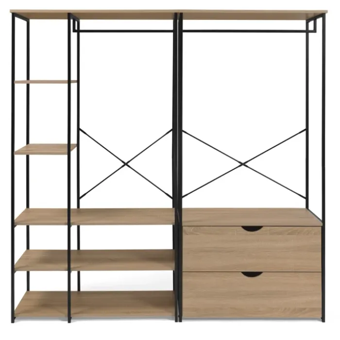 Dressing modulable industriel double penderie 2 tiroirs