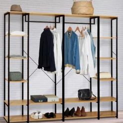 Dressing ouvert industriel 167 cm double penderie