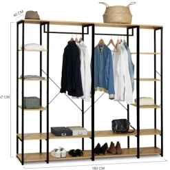 Dressing ouvert industriel 167 cm double penderie