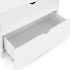 Dressing penderie 2 tiroirs bois blanc et métal blanc L. 80 cm
