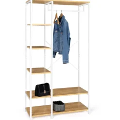 Dressing penderie avec étagère style industriel blanc 90 cm